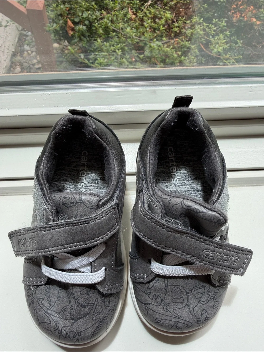 Carters Toddler Gray Velcro Sneakers with White Accents
